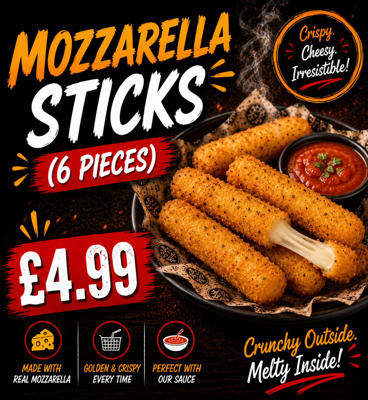 Mozzarella Sticks (6 pieces)